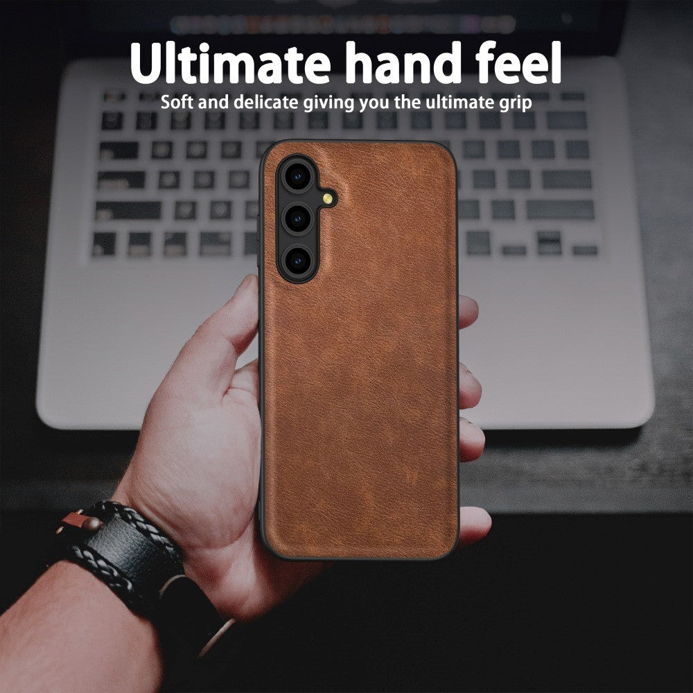 For Samsung Galaxy A56 5G Case Retro Leather Coated PC+TPU Phone Cover