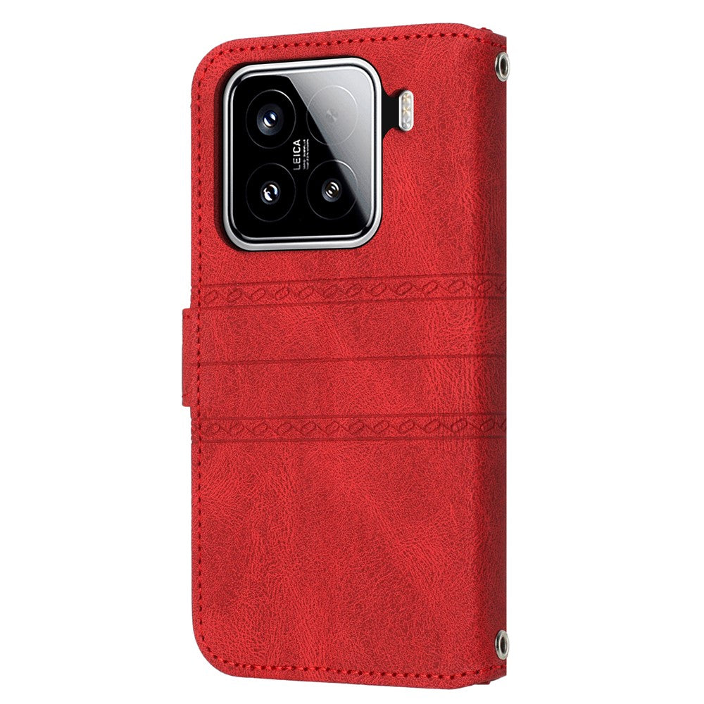 For Xiaomi 15 Case Wallet Skin-Touch Leather Imprinted Phone Cover