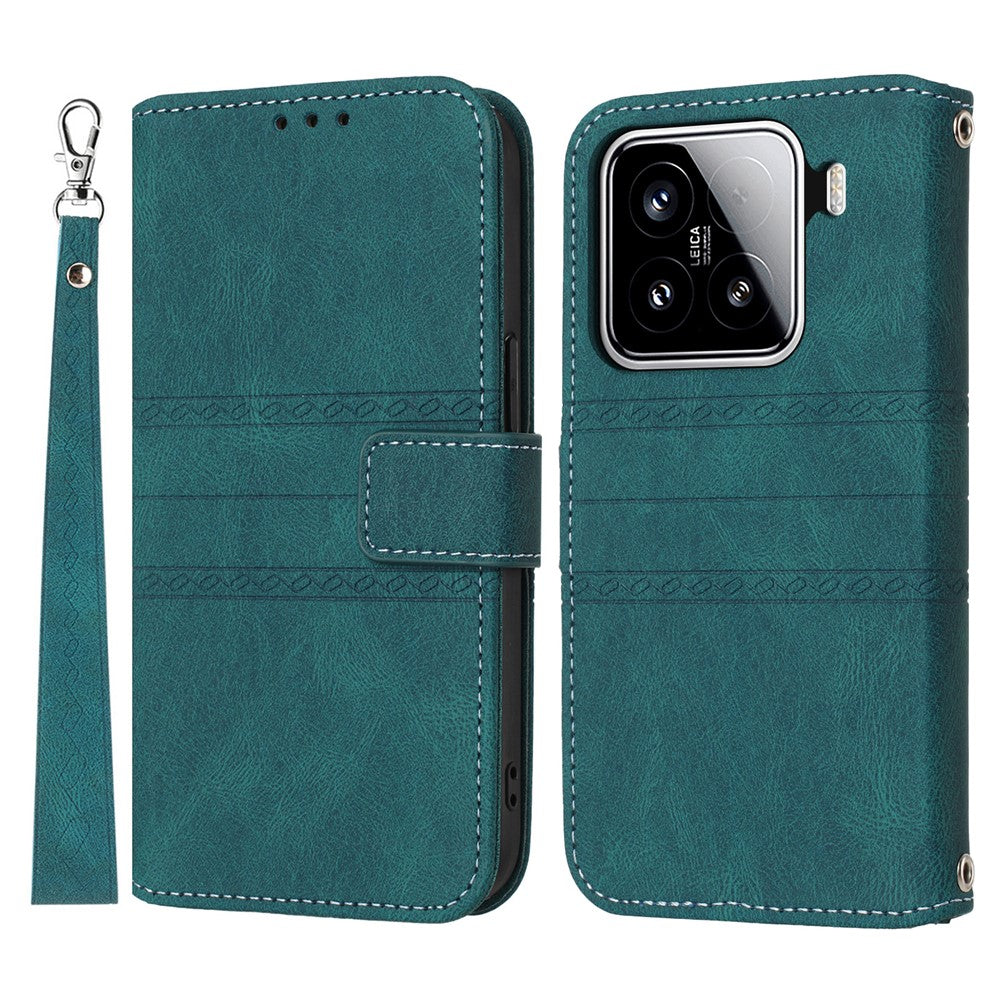 For Xiaomi 15 Case Wallet Skin-Touch Leather Imprinted Phone Cover