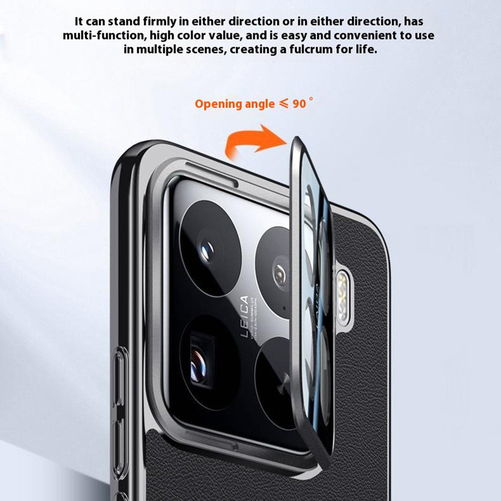 For Xiaomi 15 Pro Case with Lens Guard Kickstand Anti Drop TPU+PU Phone Back Cover