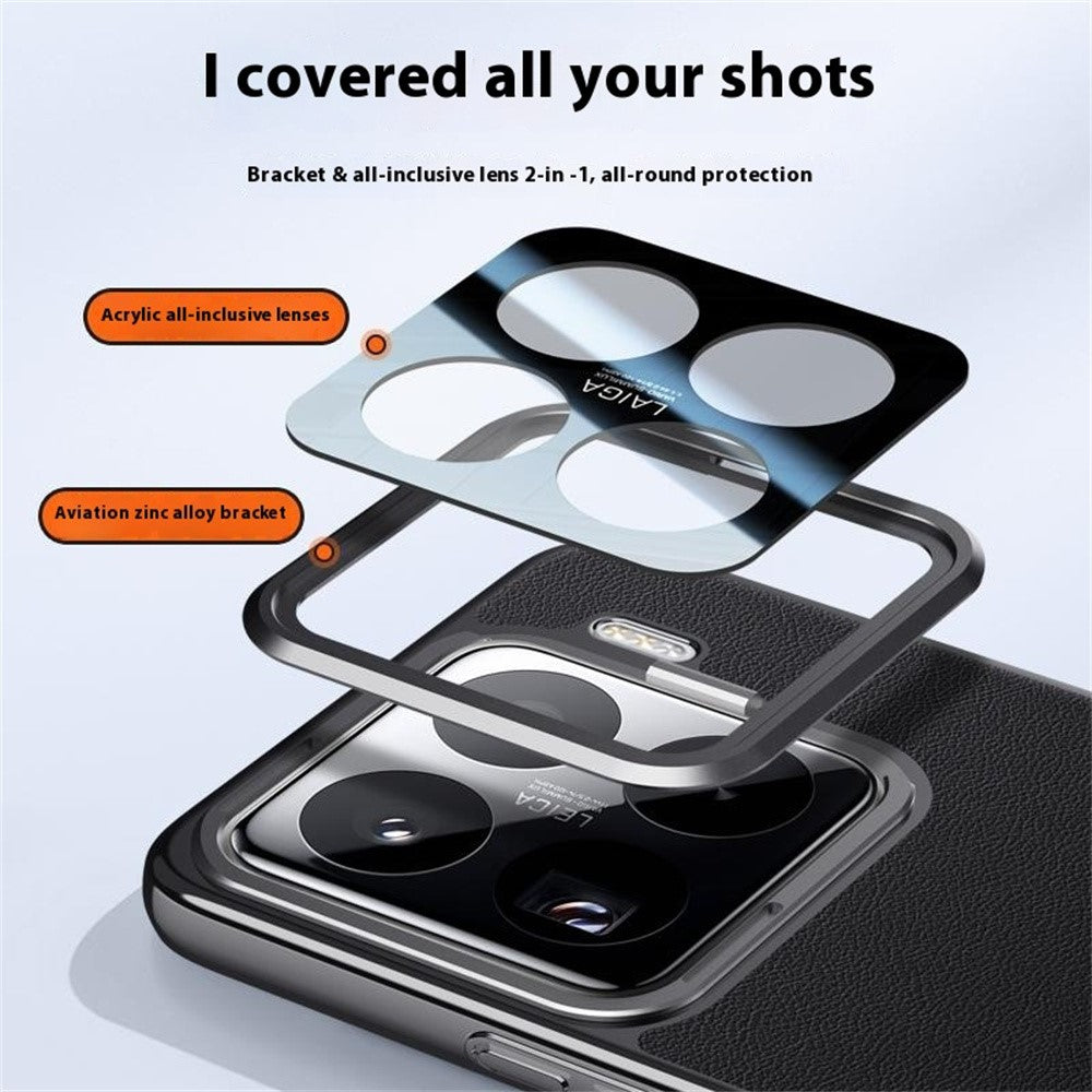 For Xiaomi 15 Pro Case with Lens Guard Kickstand Anti Drop TPU+PU Phone Back Cover