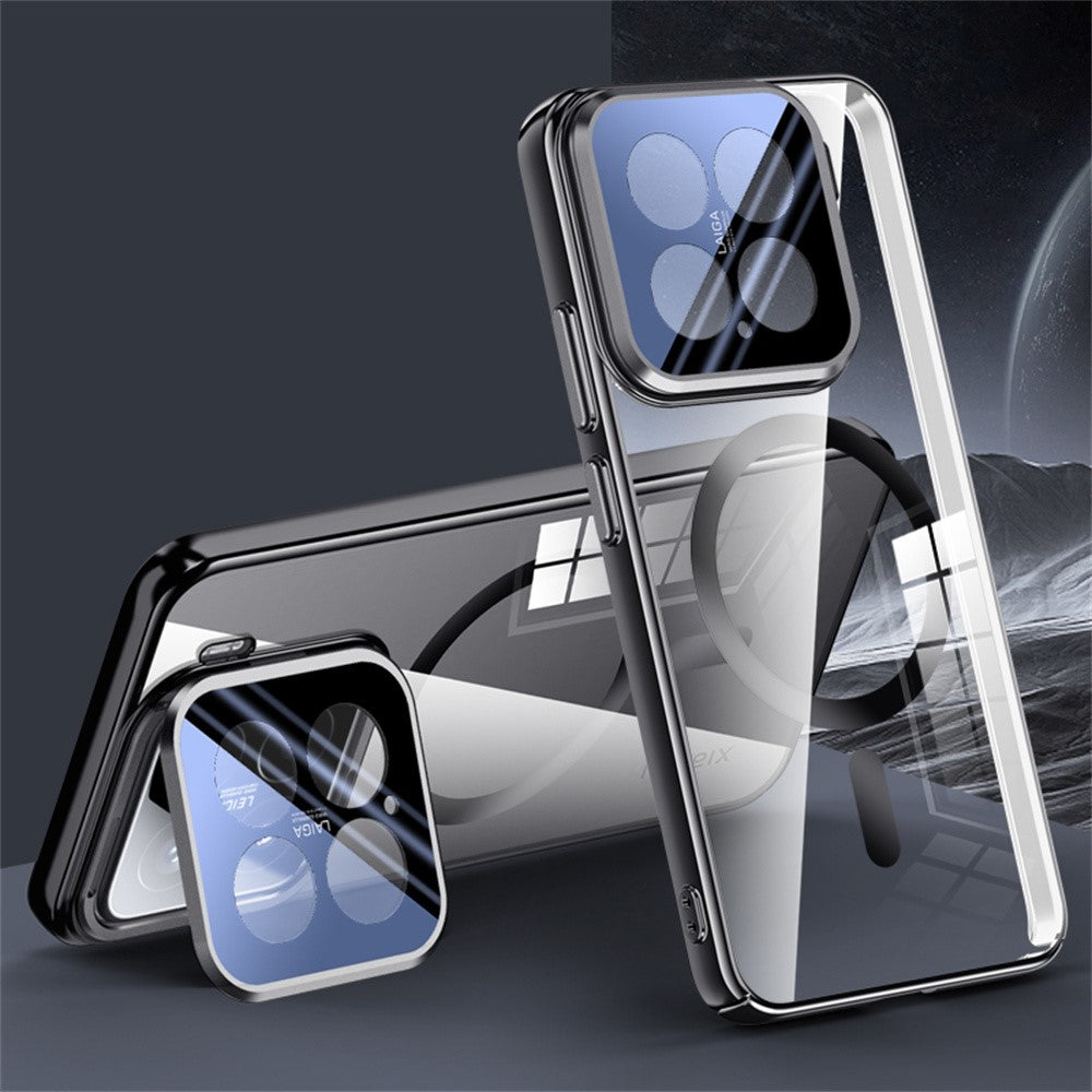 For Xiaomi 15 Magnetic Case Lens Kickstand Clear PC Back Cover