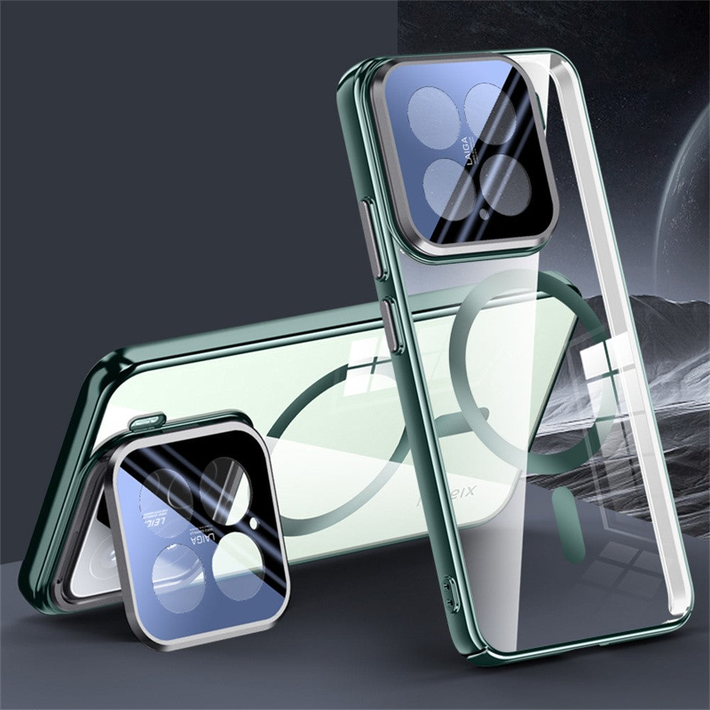 For Xiaomi 15 Magnetic Case Lens Kickstand Clear PC Back Cover