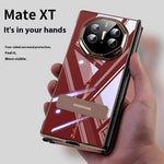 For Huawei Mate XT Ultimate Case Kickstand Electroplating Frame Clear PC Phone Back Cover