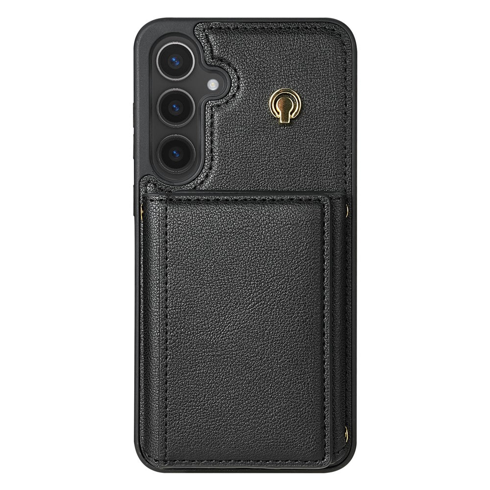 Til Samsung Galaxy A16 4G / 5G Cover Tri-Fold Kortholder Støtteben TPU+Læder Bagsidecover med Skulderrem
