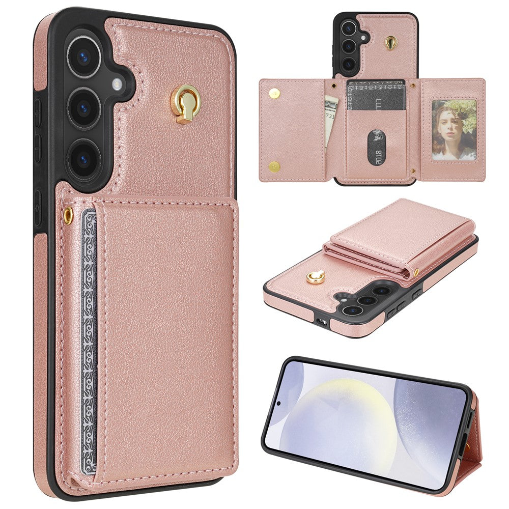 Til Samsung Galaxy A16 4G / 5G Cover Tri-Fold Kortholder Støtteben TPU+Læder Bagsidecover med Skulderrem