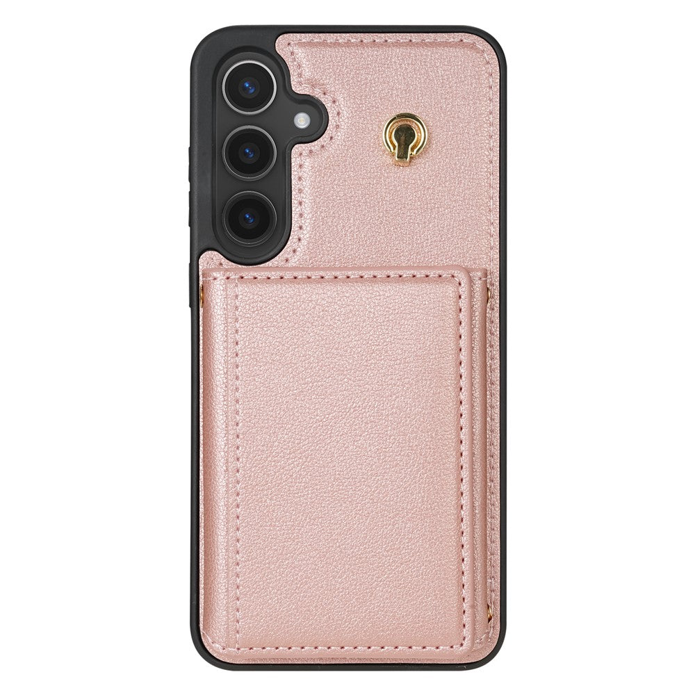 Samsung Galaxy A15 4G / 5G Skal Tri-Fold Korthållare Stativ TPU+Läder Baksida med Axelrem