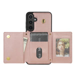 Samsung Galaxy A15 4G / 5G Skal Tri-Fold Korthållare Stativ TPU+Läder Baksida med Axelrem