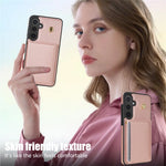 Samsung Galaxy A15 4G / 5G Skal Tri-Fold Korthållare Stativ TPU+Läder Baksida med Axelrem