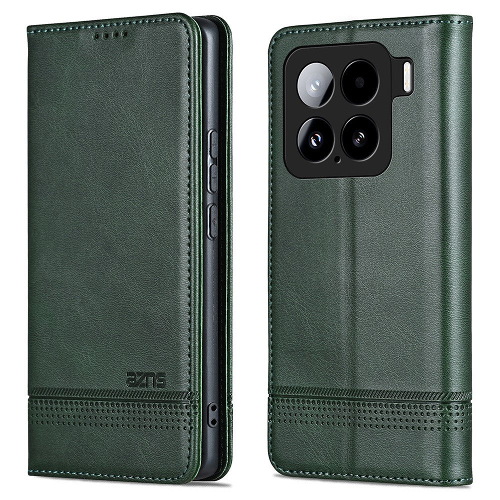 AZNS For Xiaomi 15 Case Cowhide Texture PU Leather Wallet Phone Cover
