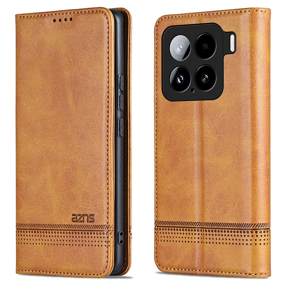AZNS For Xiaomi 15 Case Cowhide Texture PU Leather Wallet Phone Cover