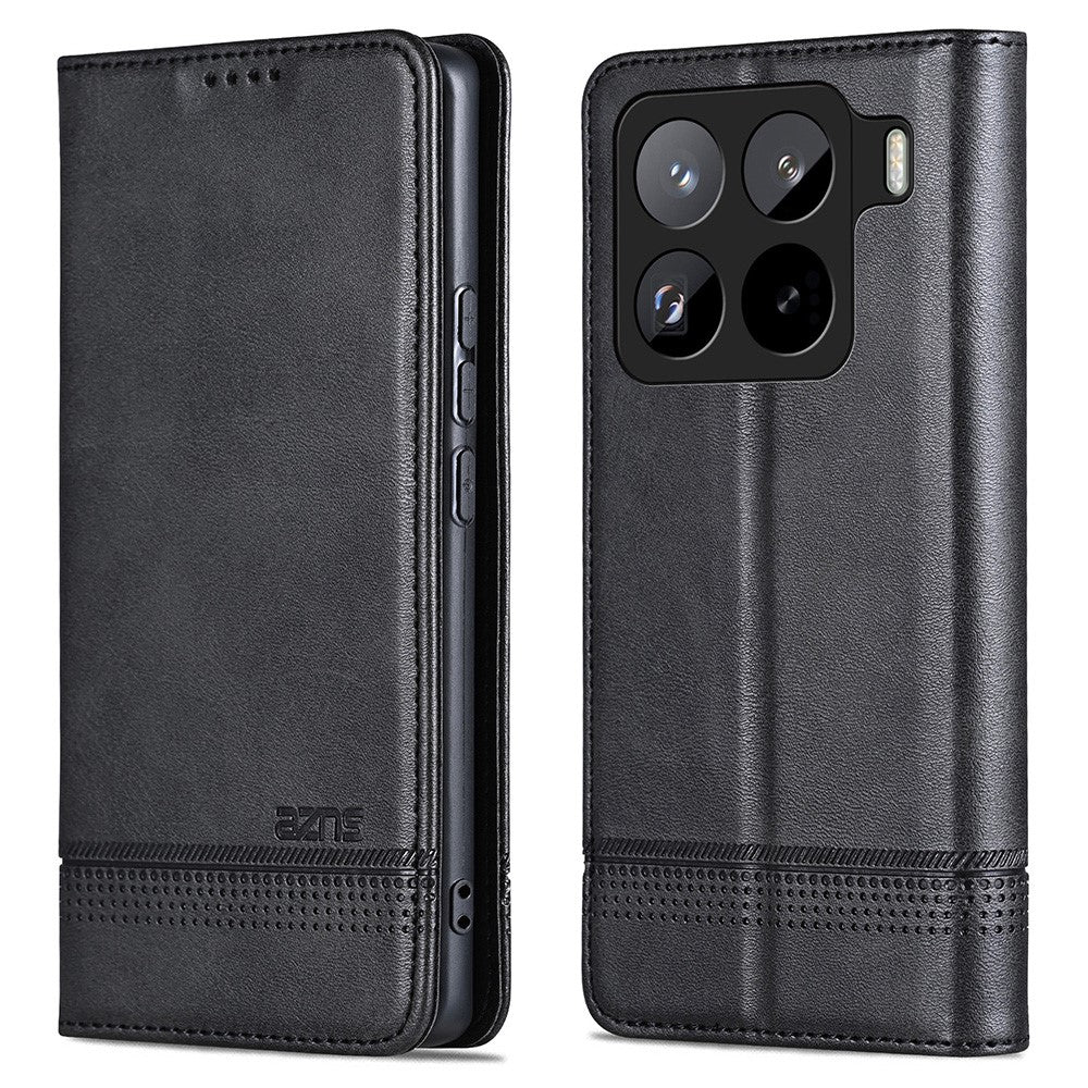 AZNS For Xiaomi 15 Pro Case Cowhide Texture PU Leather Wallet Phone Cover