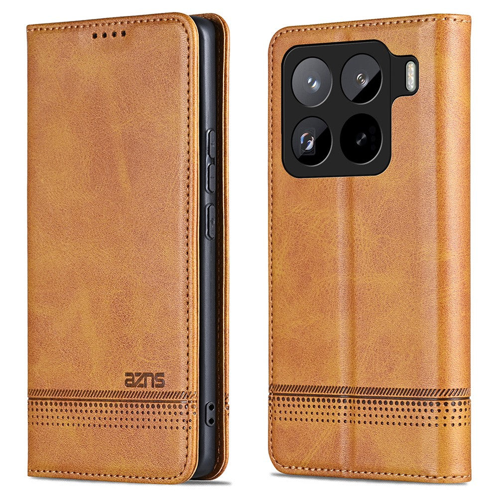 AZNS For Xiaomi 15 Pro Case Cowhide Texture PU Leather Wallet Phone Cover