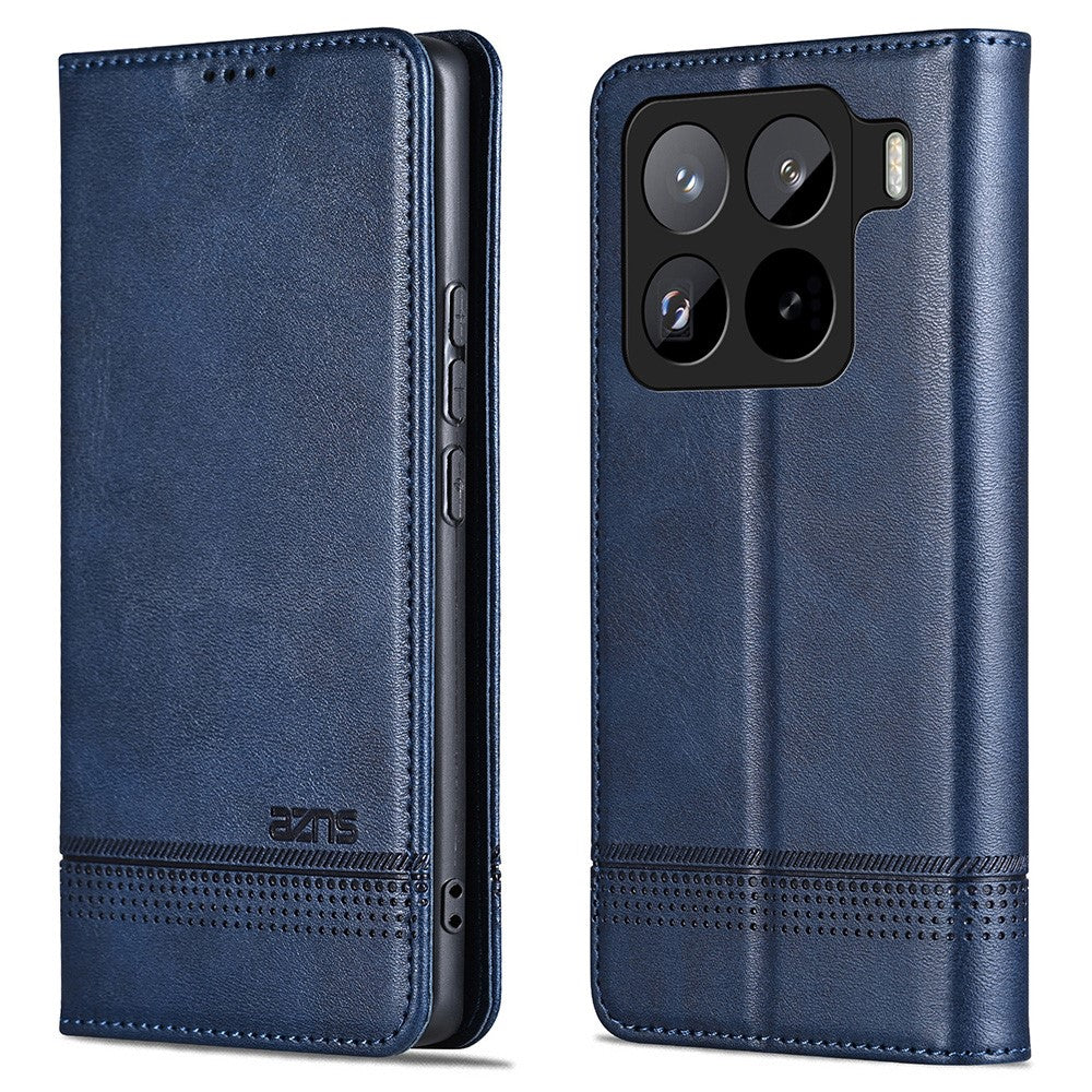 AZNS For Xiaomi 15 Pro Case Cowhide Texture PU Leather Wallet Phone Cover