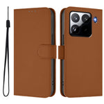 For Xiaomi 15 Pro Case Solid Color Wallet Leather Phone Cover with Strap