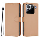 For Xiaomi 15 Pro Case Solid Color Wallet Leather Phone Cover with Strap