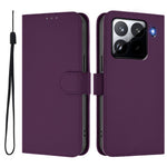 For Xiaomi 15 Pro Case Solid Color Wallet Leather Phone Cover with Strap