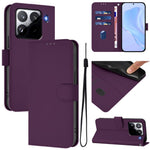 For Xiaomi 15 Pro Case Solid Color Wallet Leather Phone Cover with Strap