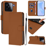 For Xiaomi 15 Case Solid Color Wallet Leather Phone Cover with Strap