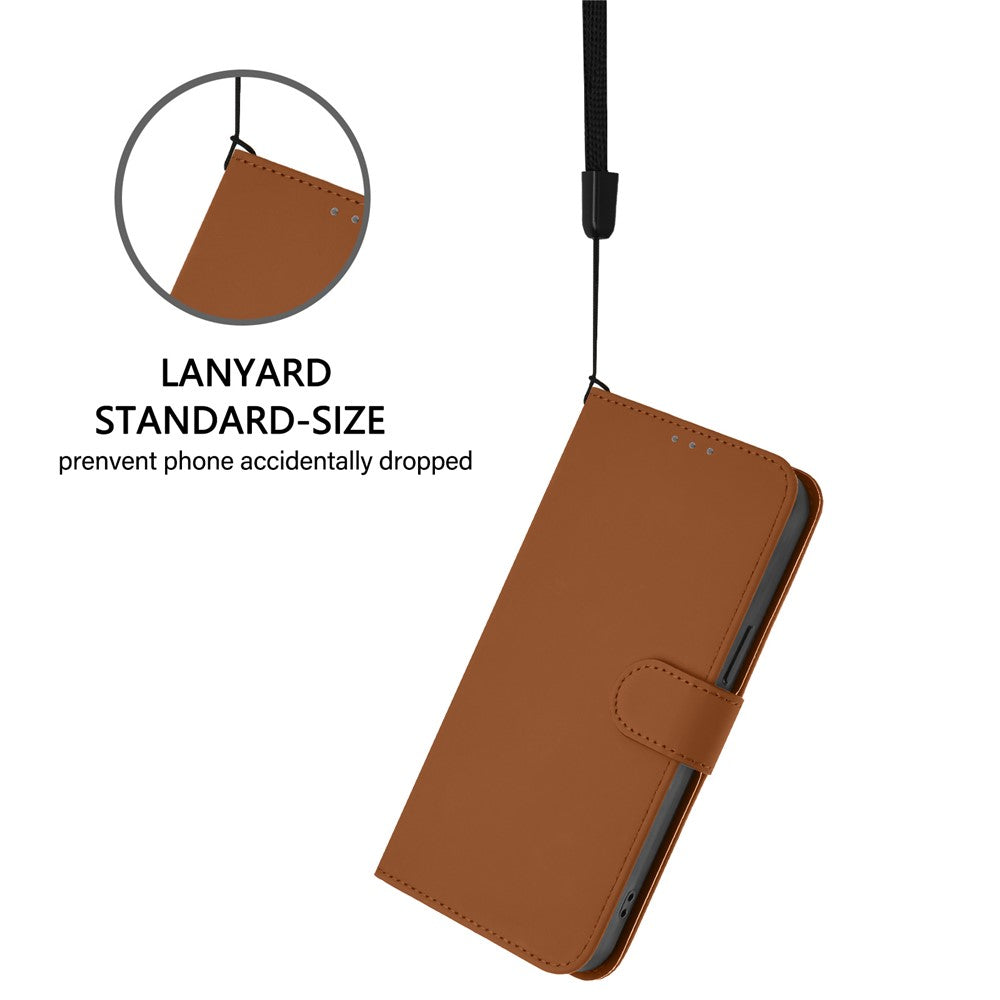 For Xiaomi 15 Case Solid Color Wallet Leather Phone Cover with Strap