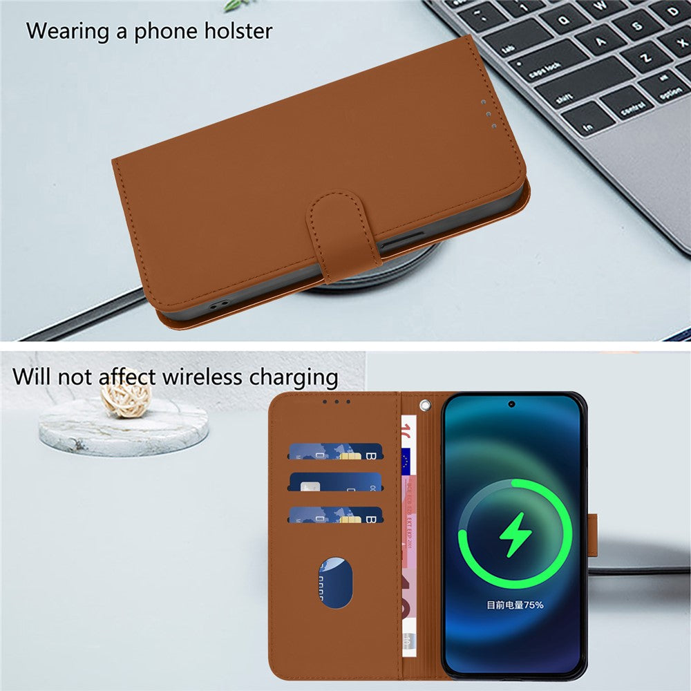 For Xiaomi 15 Case Solid Color Wallet Leather Phone Cover with Strap