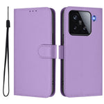 For Xiaomi 15 Case Solid Color Wallet Leather Phone Cover with Strap