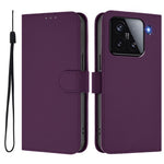 For Xiaomi 15 Case Solid Color Wallet Leather Phone Cover with Strap