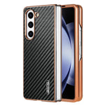 AZNS For Samsung Galaxy Z Fold5 5G Case Electroplating Carbon Fiber Texture PU+TPU Phone Cover
