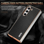 AZNS For Samsung Galaxy Z Fold5 5G Case Electroplating Carbon Fiber Texture PU+TPU Phone Cover