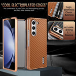 AZNS For Samsung Galaxy Z Fold5 5G Case Electroplating Carbon Fiber Texture PU+TPU Phone Cover