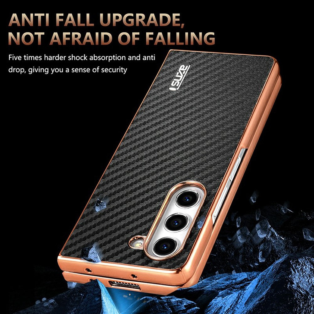 AZNS For Samsung Galaxy Z Fold5 5G Case Electroplating Carbon Fiber Texture PU+TPU Phone Cover