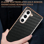 AZNS For Samsung Galaxy Z Fold5 5G Case Electroplating Carbon Fiber Texture PU+TPU Phone Cover
