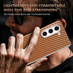 AZNS For Samsung Galaxy Z Fold5 5G Case Electroplating Carbon Fiber Texture PU+TPU Phone Cover