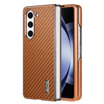 AZNS For Samsung Galaxy Z Fold5 5G Case Electroplating Carbon Fiber Texture PU+TPU Phone Cover