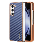 AZNS For Samsung Galaxy Z Fold5 5G Case Electroplating Carbon Fiber Texture PU+TPU Phone Cover