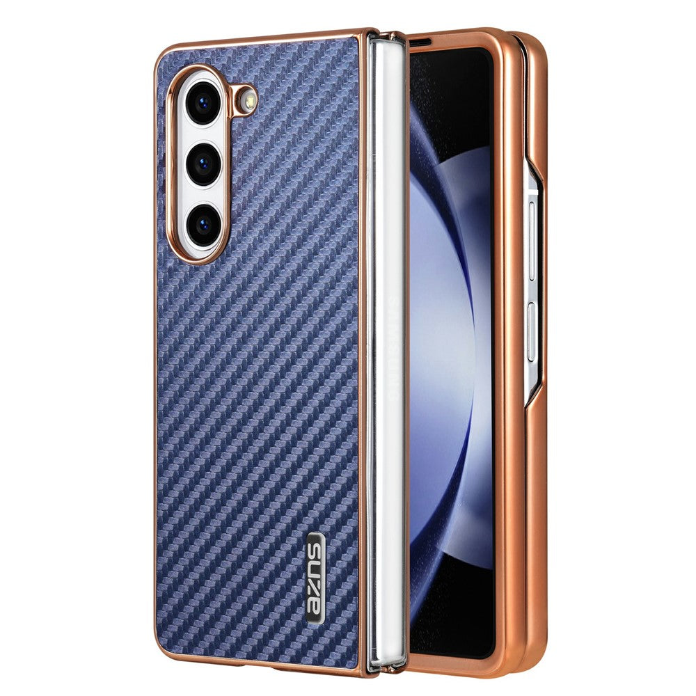 AZNS For Samsung Galaxy Z Fold5 5G Case Electroplating Carbon Fiber Texture PU+TPU Phone Cover