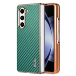 AZNS For Samsung Galaxy Z Fold5 5G Case Electroplating Carbon Fiber Texture PU+TPU Phone Cover