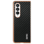 AZNS For Samsung Galaxy Z Fold4 5G Case Electroplating Carbon Fiber Texture PU+TPU Phone Cover