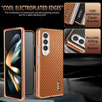AZNS For Samsung Galaxy Z Fold4 5G Case Electroplating Carbon Fiber Texture PU+TPU Phone Cover