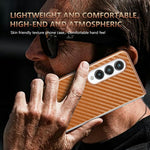 AZNS For Samsung Galaxy Z Fold4 5G Case Electroplating Carbon Fiber Texture PU+TPU Phone Cover