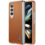 AZNS For Samsung Galaxy Z Fold4 5G Case Electroplating Carbon Fiber Texture PU+TPU Phone Cover