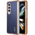 AZNS For Samsung Galaxy Z Fold4 5G Case Electroplating Carbon Fiber Texture PU+TPU Phone Cover