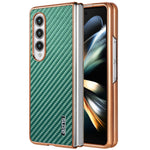 AZNS For Samsung Galaxy Z Fold4 5G Case Electroplating Carbon Fiber Texture PU+TPU Phone Cover