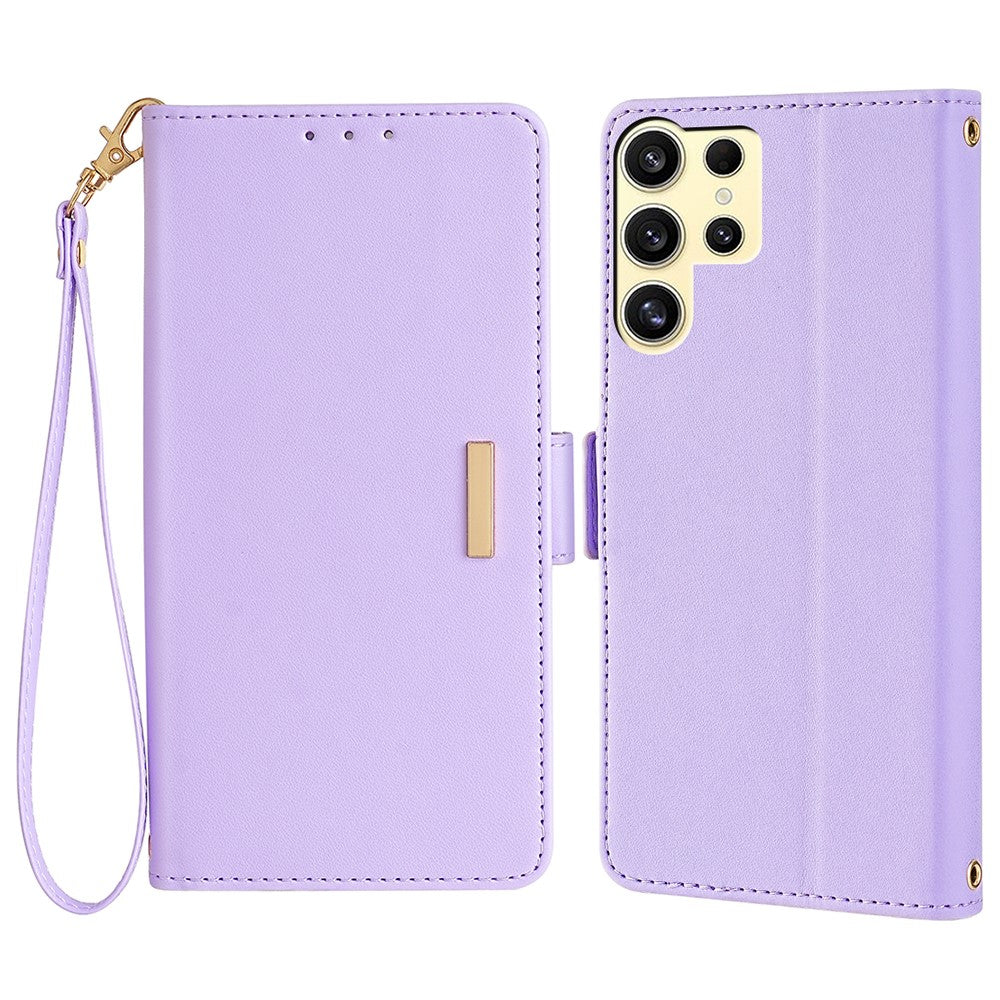 For Samsung Galaxy S23 Ultra Leather Wallet Case RFID Blocking Stand Cover with Hand Strap