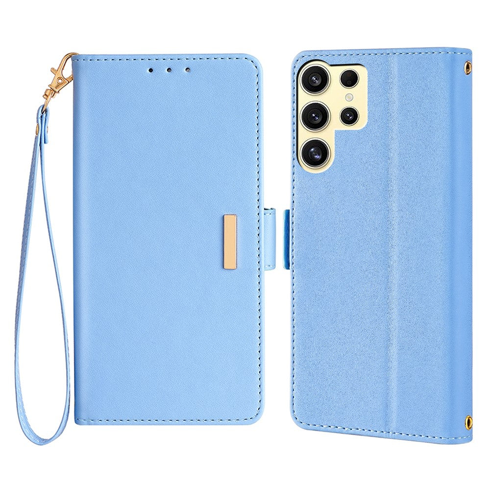 For Samsung Galaxy S23 Ultra Leather Wallet Case RFID Blocking Stand Cover with Hand Strap