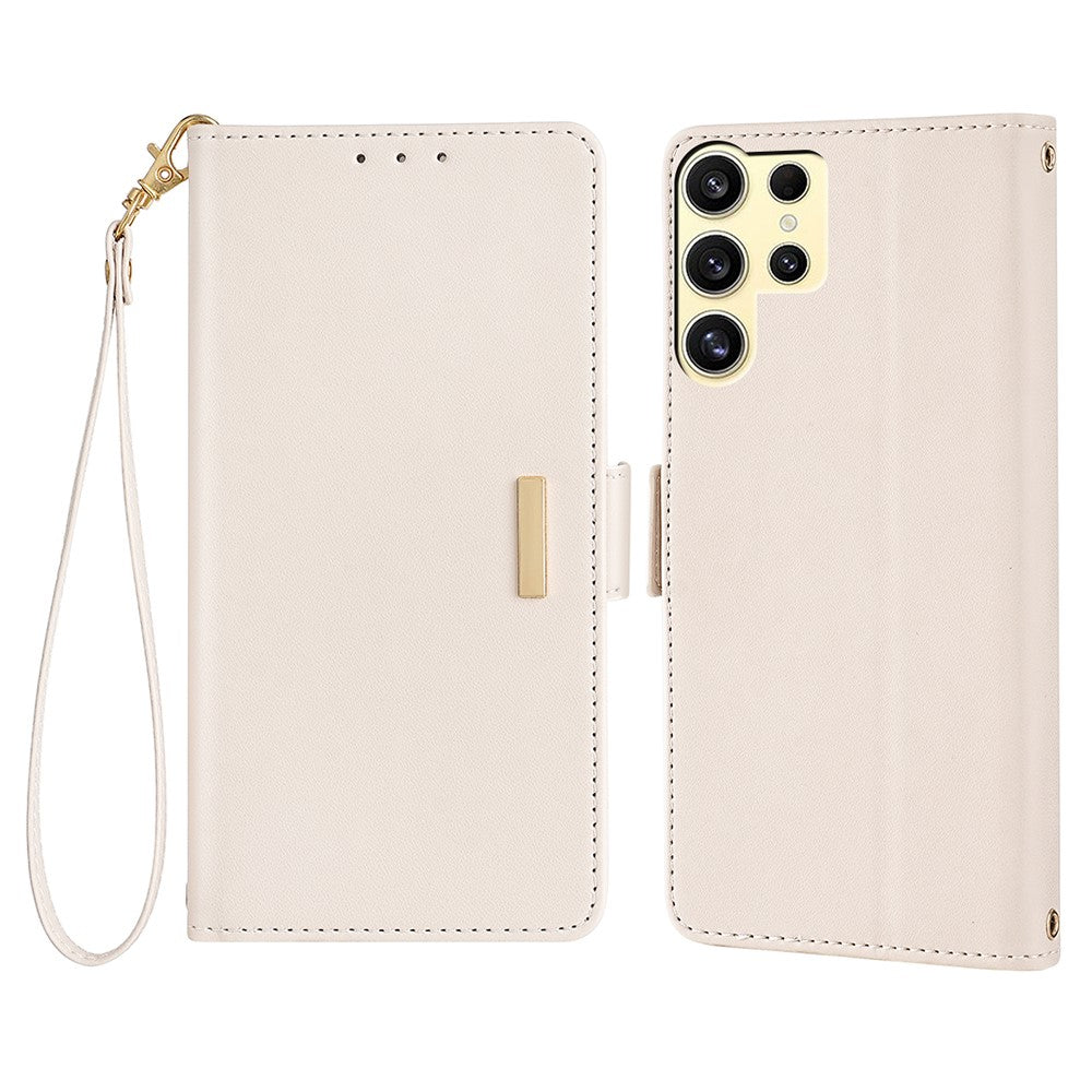 For Samsung Galaxy S23 Ultra Leather Wallet Case RFID Blocking Stand Cover with Hand Strap