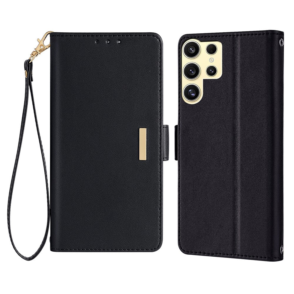 For Samsung Galaxy S23 Ultra Leather Wallet Case RFID Blocking Stand Cover with Hand Strap