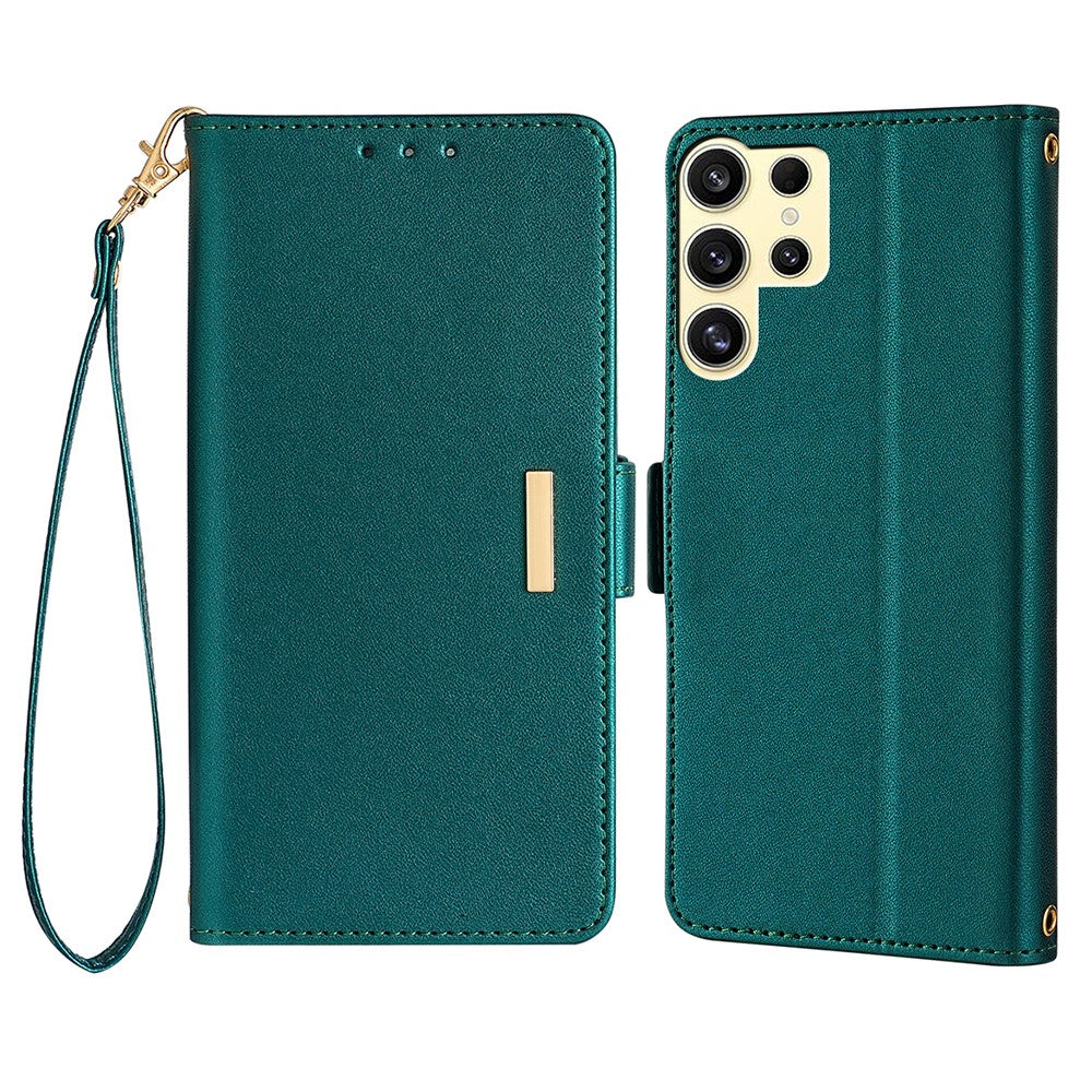 For Samsung Galaxy S23 Ultra Leather Wallet Case RFID Blocking Stand Cover with Hand Strap