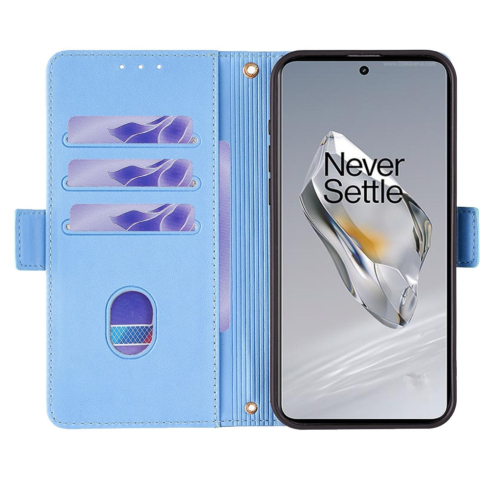 OnePlus 12 5G Läderplånboksfodral RFID-blockerande stativ med handrem