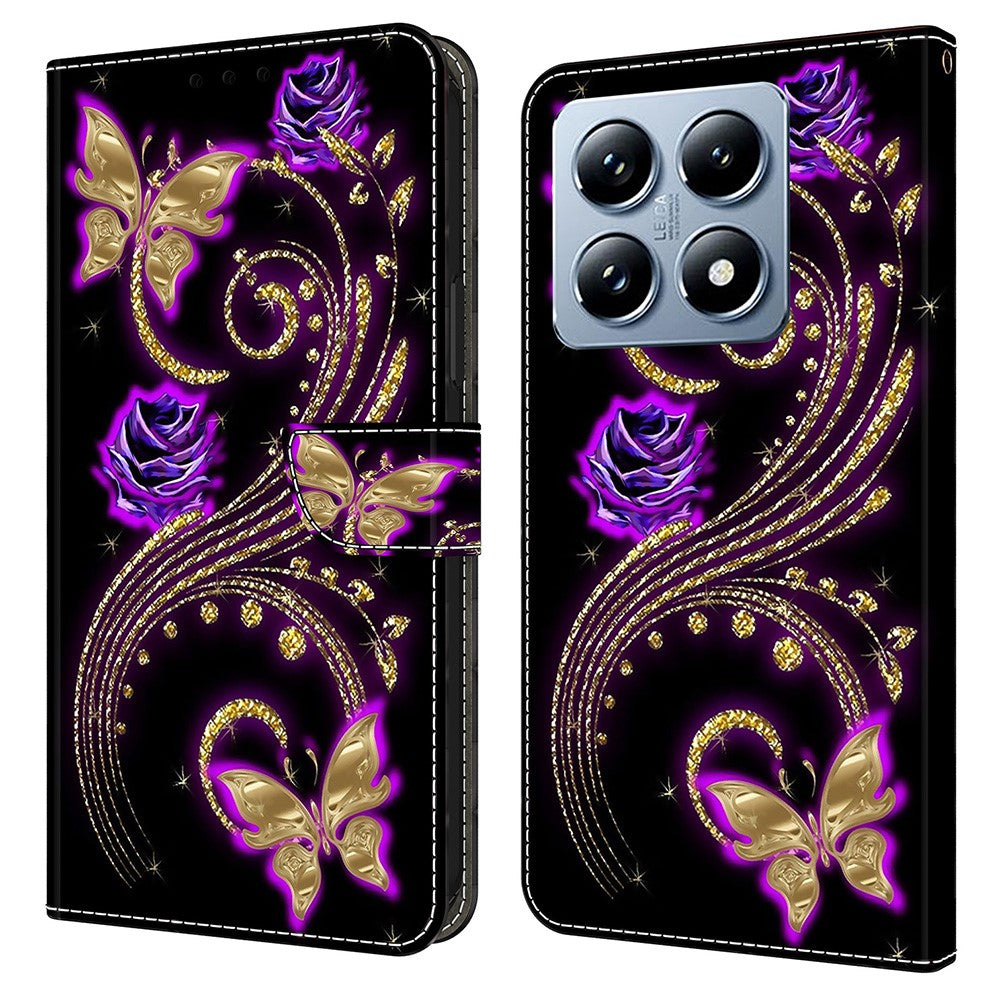 For Xiaomi 14T Pro Case 3D Pattern PU Leather Wallet Phone Cover with Stand